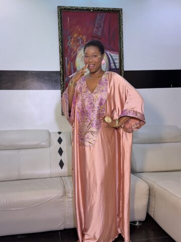 Silk kaftan with brocade detailing